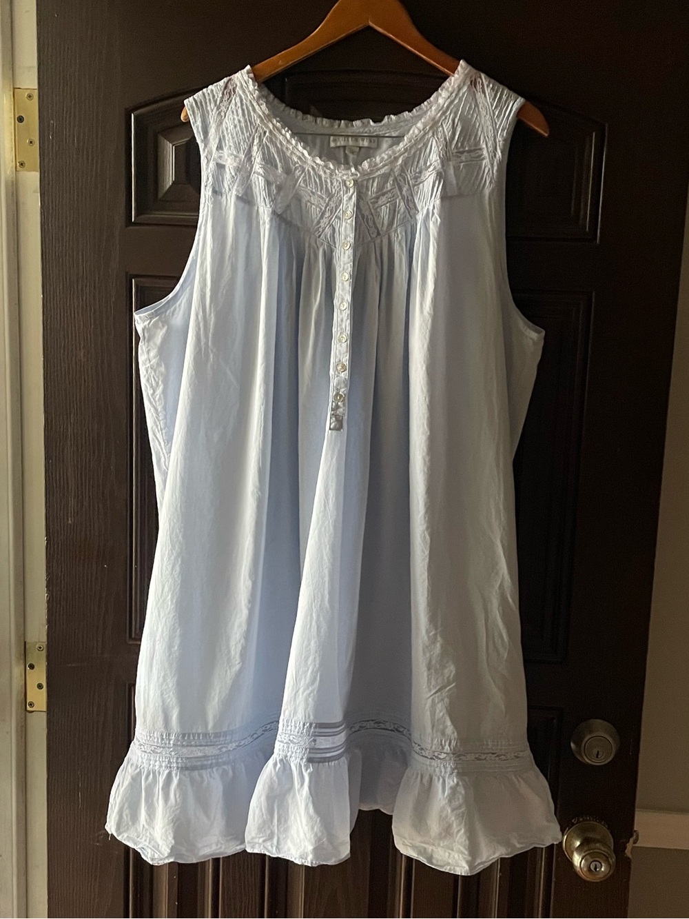 Eileen West Baby Blue Cotton Lace Trim Sleeveless Nightgown Sleep Dress 2X